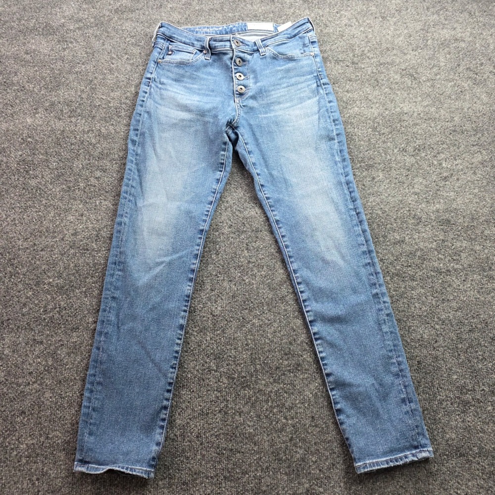 AG Adriano Goldschmied Stevie Ankle Jeans Button Fly‎ Slim Straight Blue 27R Wom